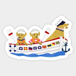 Nautical Preppy Dogs - Golden Retrievers Sticker